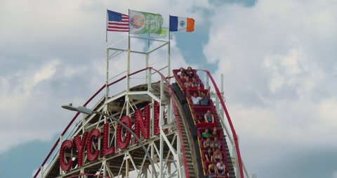 * Brooklyn New York United States July 18, 2019. Coney Island started out as a seaside resort in 1824. The world famous Cyclone roller coaster.