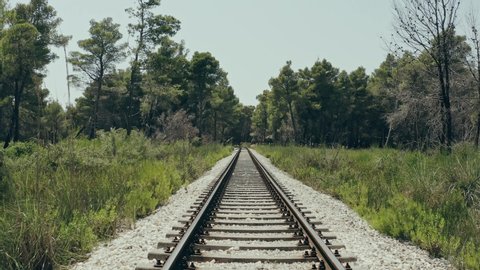 POV shot of a train on a rail 4k