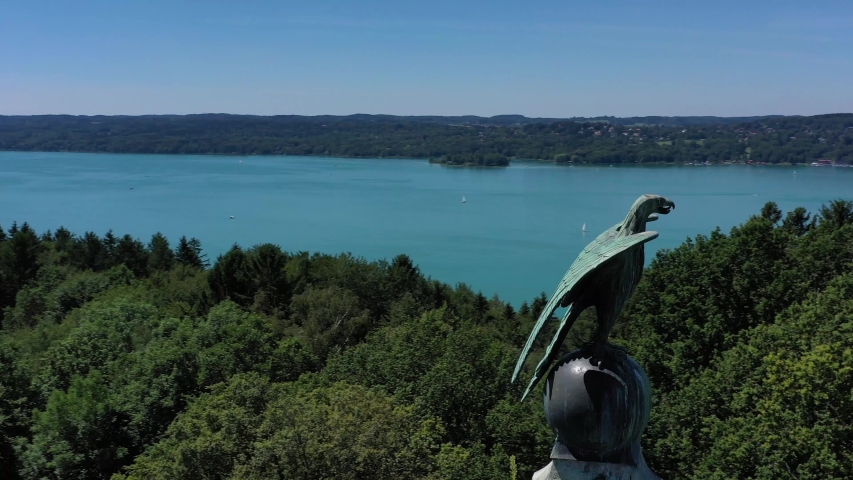 Rising above a monument at the starnberger lake