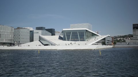 Oslo Norway June, 2019: The Oslo Opera House is the home of The Norwegian National Opera and Ballet situated at the Oslo fjord