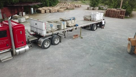 Crossville, Tennessee / United States - 07 14 2019: Building stone loaded onto truck