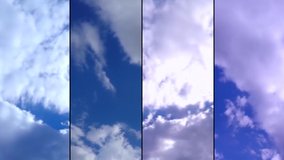 Dark blue clean sky in horizon, beautiful time lapse building, formating big cloudscape in summer weather, nice colours.