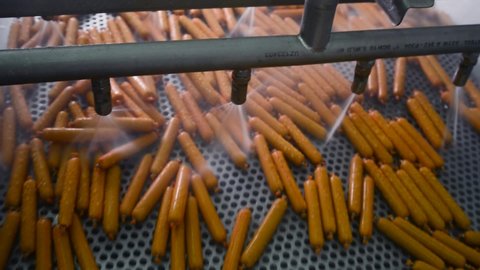 sausage factory. wash and drying process