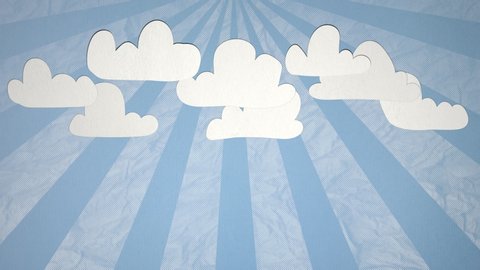 Seamless Stop Motion Clouds Animation With Sunrays On Paper Texture. Ideal For Your Nature/Cloud/Weather Related Projects. High-Quality Animation. 4K,24fps