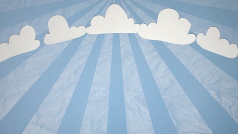 Seamless Stop Motion Clouds Animation With Sunrays On Paper Texture. Ideal For Your Nature/Cloud/Weather Related Projects. High-Quality Animation. 4K,24fps
