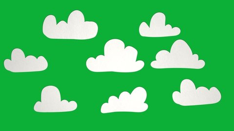 Seamless Stop Motion Clouds Animation On Green Screen Luma. Ideal For Your Nature/Cloud/Weather Related Projects. High-Quality Animation. 4K,24fps