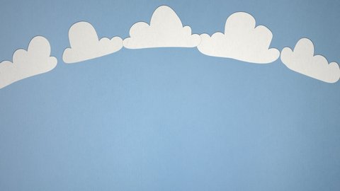 Seamless Stop Motion Clouds Animation On Paper Texture. Ideal For Your Nature/Cloud/Weather Related Projects. High-Quality Animation. 4K,24fps