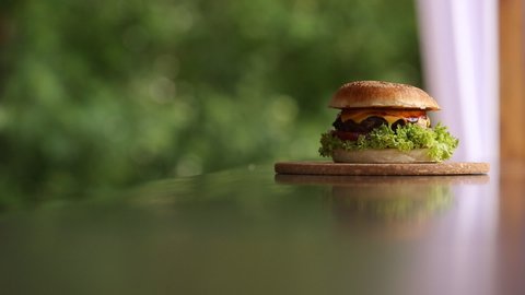 Appetizing burger burger on the table
