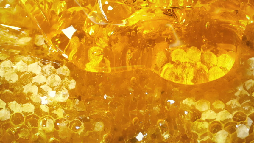 Thick Honey Dripping Down Honeycomb | Shutterstock HD Video #1033867454