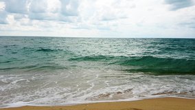 Sea water waves with beach send. Nature ocean.