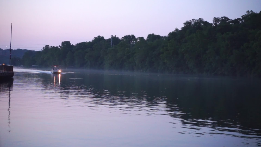 Fishing boat on lake taneycomo in Branson, Missouri. Near the landing.