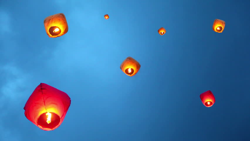 blue chinese lanterns