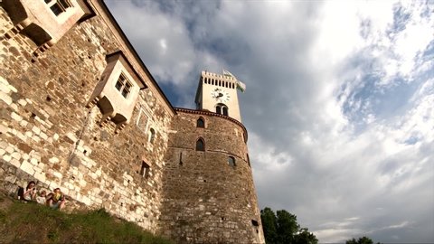 Ljubljana, Slovenia - 05 07 2019: Left pan of Ljubljana castle outer walls