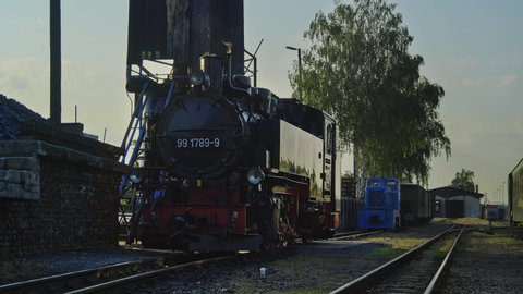 Old Historic Narrow Gauge Railway Steam Locomotive Train 4K, Historic Steam Locomotive , Lößnitzgrundbahn Radebeul in Sachsony Germany