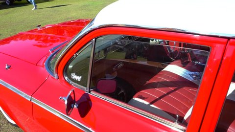 Caloundra, QLD / Australia - 06 12 2019: vintage cars at public car show