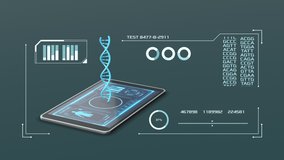 tablet pc with an hologram of a dn helix and a futuristic software interface, concept of science, biology and technology, seamless loop - Powered by Shutterstock - Get 15% off with code: PIKWIZARD15
