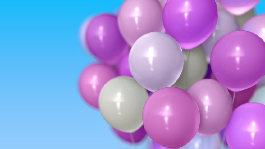 A bunch of pink and white helium balloons. 