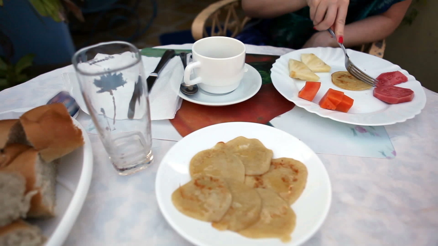 Typical Cuban breakfast for tourists