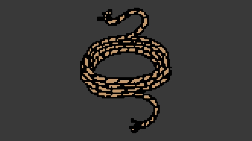 digital pixel art animation black screen with theme of rope