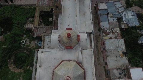 TAKE AERIAL OF CHURCH IN PINOS ZACATECAS