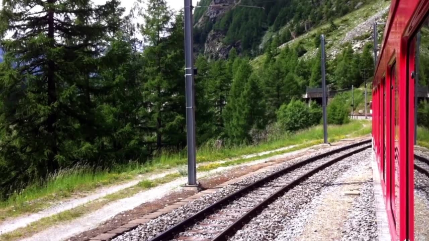 Zermatt, Switzerland - June 20, 2014: The Matterhorn Gotthard Bahn is a narrow gauge railway line and a railway company. The name comes from the Matterhorn and St. Gotthard Pass.