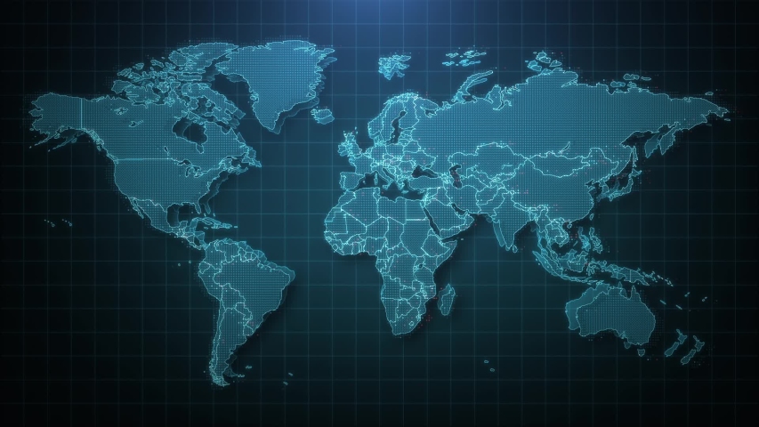 Sci Fi world map design. Futuristic look of world… - Royalty Free Video