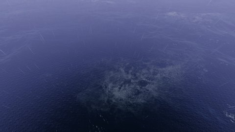 Huge storm with wind and hurricane at sea 4k