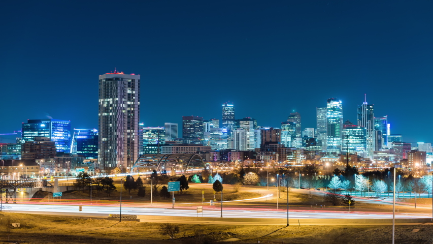Denver, Colorado, USA downtown city skyline time lapse.