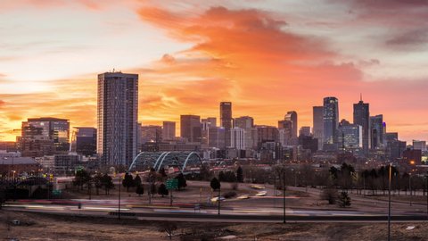 Denver, Colorado, USA downtown city skyline time lapse.