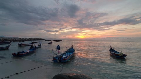 Georgetown, Penang / Malaysia - 05 29 2018: Sunrise at fisherman village.