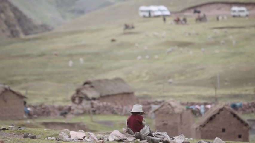 Peruvian child playing on the highlands of Peru.