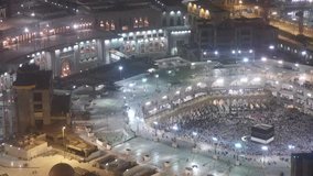 Timelapse video from aerial  covering the Haram View as well as Kaabah view at Night.
