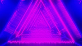 neon violet-purple, blue  triangular hypnotic prism moving inside background for Dj, VJ, and party