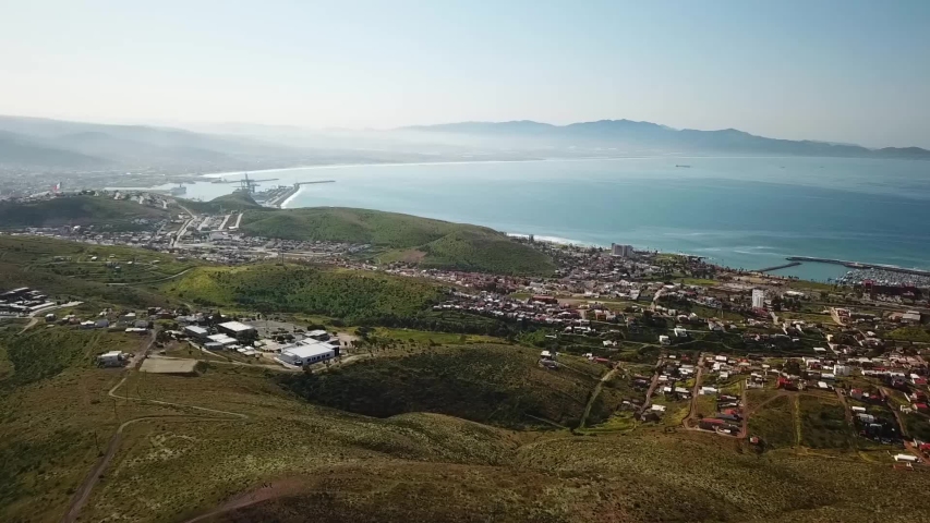 Flyover of a small Mexican town of Baja California
