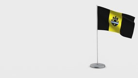 Pittsburgh Pennsylvania waving flag animation on Flagpole. Perfect for background with space on the left side.
