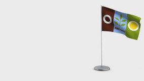 Fresno California waving flag animation on Flagpole. Perfect for background with space on the left side.
