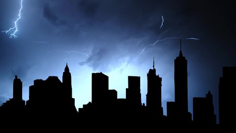 Brooklyn, New York, Skyline, Thunderstorm Timelapse
