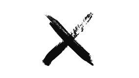 Abstract black cross painted by wide brush strokes on white background, monochrome. Animation. Black X letter, crossed lines, denial concept. - Powered by Shutterstock - Get 15% off with code: PIKWIZARD15