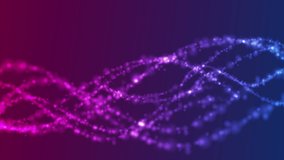 Blue and purple concept shiny DNA abstract motion design. Neon sparkling tech background. Video animation Ultra HD 4K 3840x2160