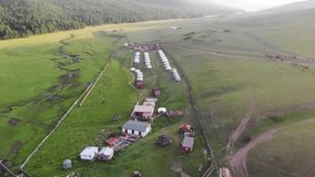 Aerial view of the Tsenkher Hot Spring Camping Site, Central Mongolia