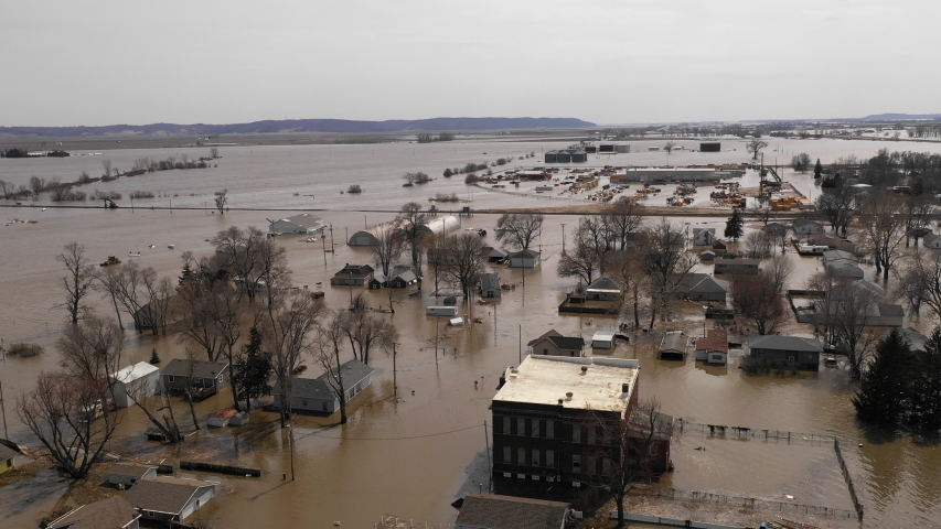 The Town of Pacific Junction Iowa is submerged in the Flood of March 2019