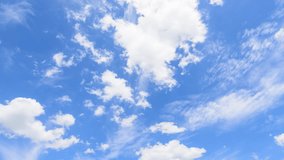 Time lapse of White cloud disappear in the hot sun on blue sky / White cloud motion loop on blue sky background