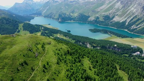Lake Sils in the Swiss Engadin area - Switzerland from above
