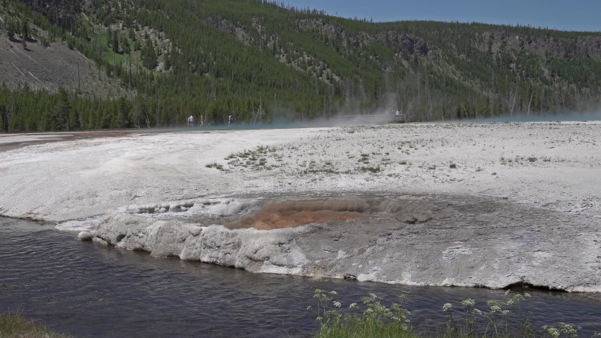 Yellowstone basins and geyser pools along the south side of the national park just past Old Faithful parking area on hwy 191.