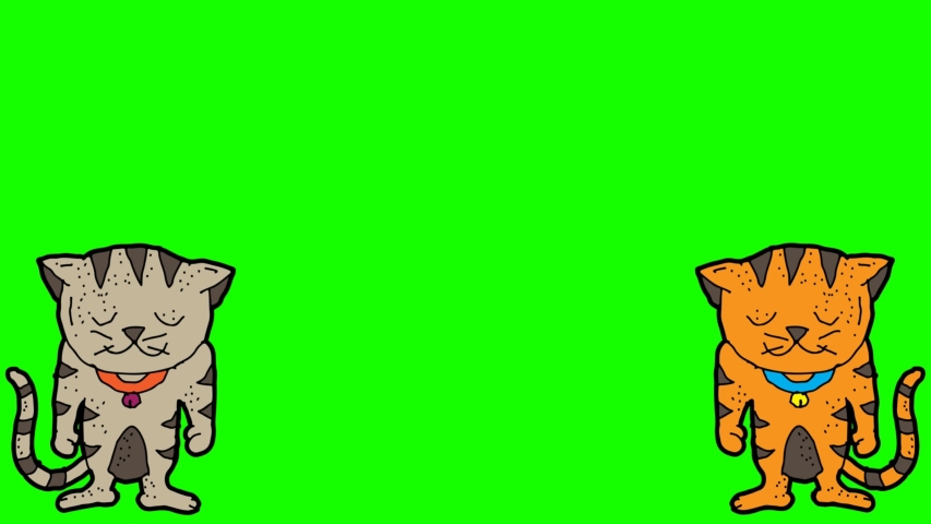 kids drawing green screen with theme of Blank Space and cats