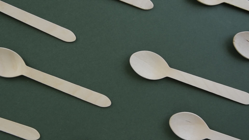 Bamboo wooden spoons. Eco friendly kitchen utensil. Ecological concept