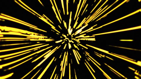 Abstract gold hyperspace jump background. Seamless loop animation. Slow motion neon glowing with starry light. 4k video.