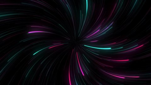 Abstract Dark Space Background with Moving Neon Lights