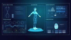 This stock motion graphics video shows a futuristic scan of a female body perfect for medical presentations, films VFX and more.