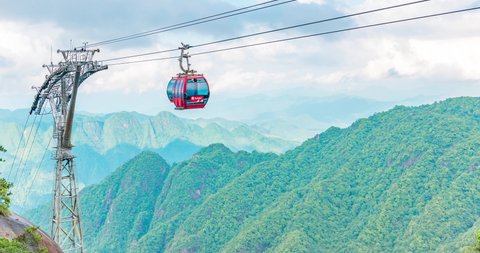 Ropeways Cable Cars Mount Sanqing Scenic Stock Footage Video (100% ...